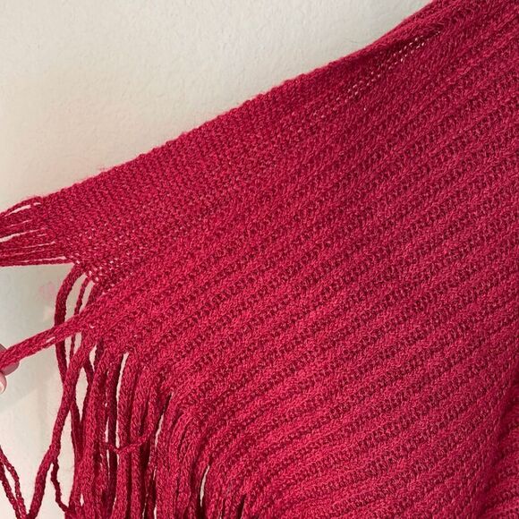 Chicos Shaw Womens OS Maroon Sweater Fringe Textured Knit Scarf - Picture 4 of 10